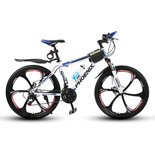 Mountain Bike : WEHOLY Bicycle Mens' Mountain Bike, 17" Inch Steel Frame, 27 Speed Fully Adjustable Shock Unit Front Suspension Forks, Blue, 27speed