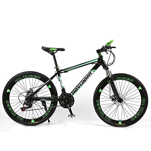 Mountain Bike : WGYDREAM Mountain Bike, 26 Inch Mens Womens Mountain Bicycles Carbon Steel Frame Ravine Bike Double Disc Brake and Front Suspension 21 24 27 Speed (Color : Green, Size : 21-speed)