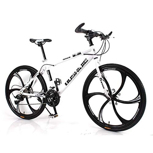 Mountain Bike : WGYDREAM Mountain Bike, 26" Mountain Bicycles Carbon Steel Ravine Bike with Oneness wheel Dual Disc Brake Front Suspension 21 24 27 speeds (Color : White, Size : 24 Speed)