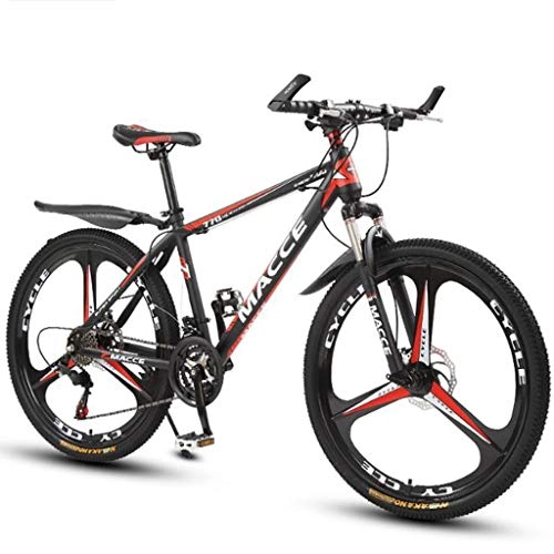 Mountain Bike : WGYDREAM Mountain Bike, 26" Mountain Bicycles Carbon Steel Shock-absorbing Ravine Bike Oneness wheel Dual Disc Brake Front Suspension 21 24 27 speeds (Color : Red, Size : 21 Speed)