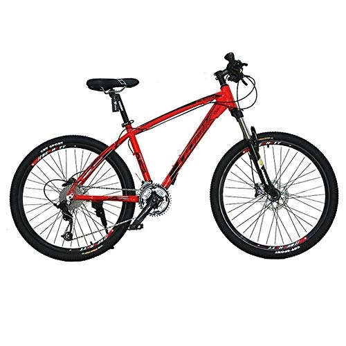 Mountain Bike : WGYDREAM Mountain Bike, 26" Mountain Bicycles Mens Womens 27 Speed Aluminium Alloy Ravine Bike 17" Frame, Double Disc Brake and Front Suspension (Color : Red)