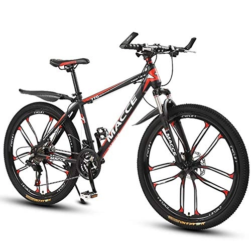 Mountain Bike : WGYDREAM Mountain Bike, Mens  Womens 26" MTB Carbon Steel Mountain Bicycle 21 24 27 Speed Ravine Bike, Front Suspension Dual Disc Brake (Color : Red, Size : 27-speed)