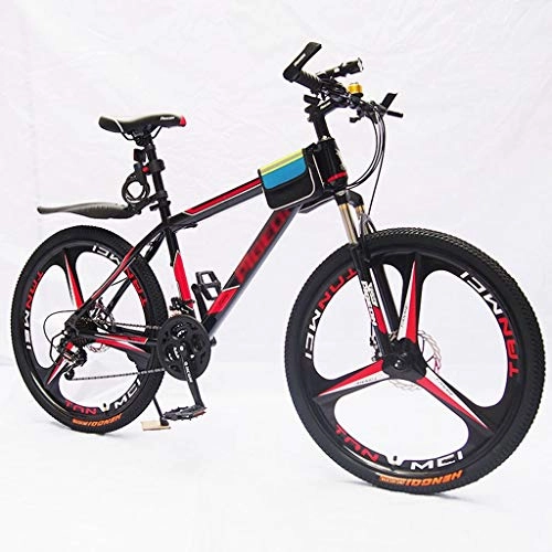 Mountain Bike : WGYDREAM Mountain Bike, Mountain Bicycles 26" Mens Womens Dual Disc Brake Ravine Bike Front Suspension 21 speeds Carbon Steel Frame Oneness wheel (Color : Red)
