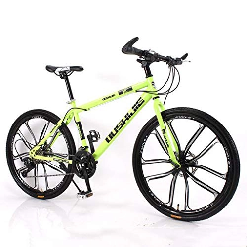 Mountain Bike : WGYDREAM Mountain Bike, Mountain Bicycles 26" MTB Dual Disc Brake Front Suspension Ravine Bike 21 24 27 speeds Carbon Steel Frame (Color : Light Green, Size : 21 Speed)