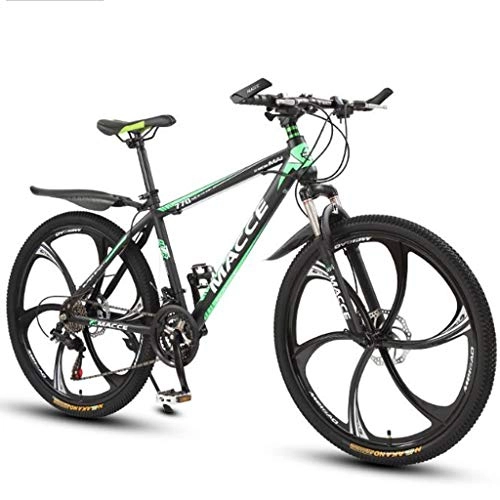 Mountain Bike : WGYDREAM Mountain Bike, Mountain Bicycles 26" Wheels Ravine Bike with Dual Disc Brake Front Suspension 21 24 27 speeds Carbon Steel Frame (Color : Green, Size : 21 Speed)