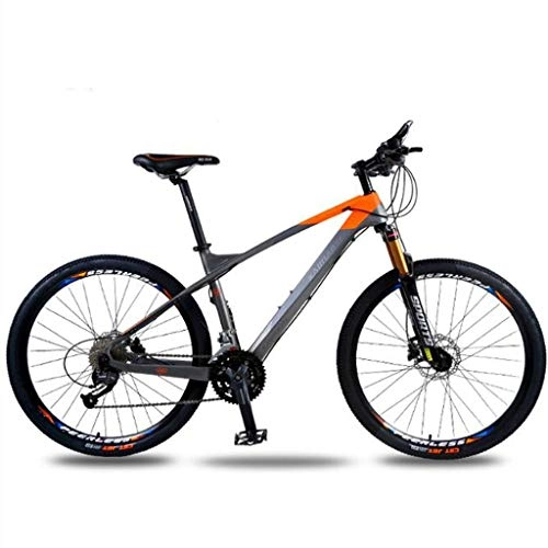 Mountain Bike : WGYDREAM Mountain Bike, MTB Ravine Bike Mens Womens 26" Carbon Fiber 27 Speed Mountain Bicycles Bike Front Suspension Dual Disc Brake (Color : Orange)