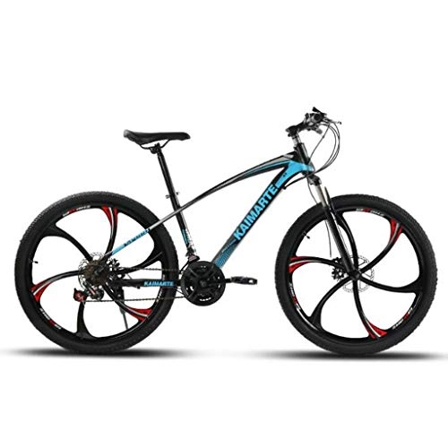 Mountain Bike : WGYDREAM Mountain Bike, Ravine Bike 26 Inch Dual Disc Brake Front Suspension Mountain Bicycles, 21 24 27 speeds Carbon Steel Frame (Color : Blue, Size : 21 Speed)