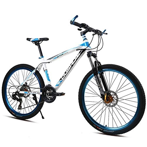 Mountain Bike : WGYDREAM Mountain Bike, Ravine Bike for Mens Womens, Front Suspension 26" Mountain Bicycles with Dual Disc Brake 21 / 24 / 27 speeds, Carbon Steel Frame (Color : Blue, Size : 24 Speed)