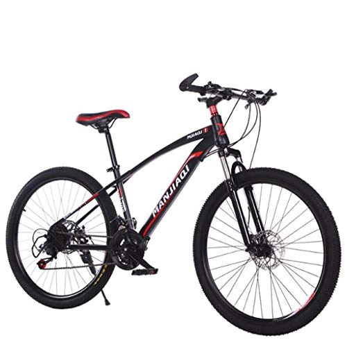 Mountain Bike : WGYDREAM Mountain Bike, Ravine Bike with Dual Disc Brake Front Suspension 24 speeds 24" 26" Mountain Bicycles, Carbon Steel Frame (Color : A, Size : 26 inch)