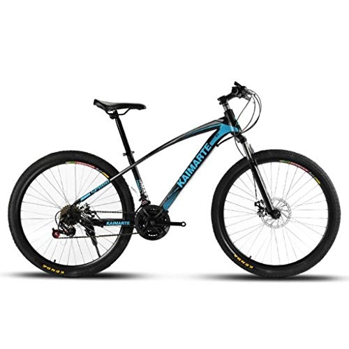 Mountain Bike : WGYDREAM Mountain Bike, Womens Mens Ravine Bike 24 Inch Carbon Steel Front Suspension Mountain Bicycles 21 / 24 / 27 Speeds Dual Disc Brake (Color : Blue, Size : 21 Speed)