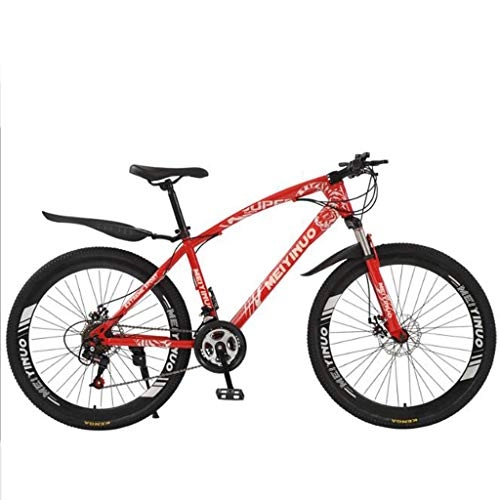 Mountain Bike : WGYDREAM Mountain Bike, Womens Mens Ravine Bike with Dual Disc Brake Front Suspension 21 / 24 / 27 speeds 26" Mountain Bicycles, Carbon Steel Frame (Color : Red, Size : 21 Speed)