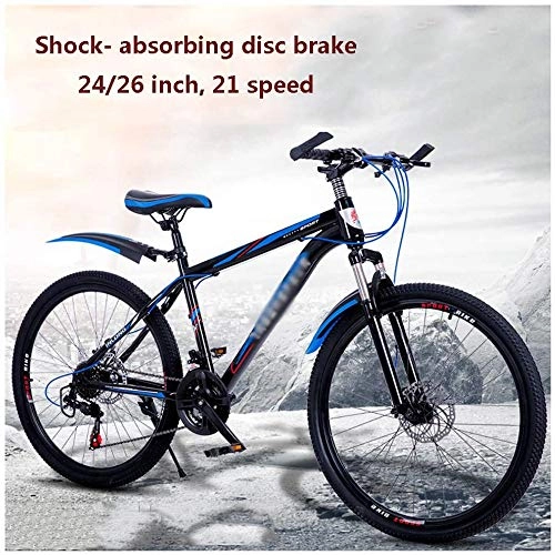 Mountain Bike : WSJYP 24 / 26 inch Mountain Bike Adult, Mountain Trail Bike Aluminum alloy Outroad Bicycles, Bicycle MTB ​​Gears Dual Disc Brakes Mountain Bicycle, 24in-E