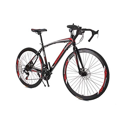 Mountain Bike : WSZGR Double Disc Brake Mountain Bicycle, 21 Speed Mountain Bikes For Adult, Lightweight Mountain Bike, Suspension Fork Black And Red 21 Speed
