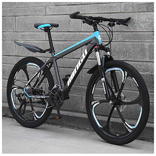 Mountain Bike : WYJBD 26 Inch Men's Mountain Bikes, High-carbon Steel Hardtail Mountain Bike, Mountain Bicycle with Front Suspension Adjustable Seat, 21 Speed, White 3 Spoke (Color : 30 Speed, Size : Black 3 Spoke)