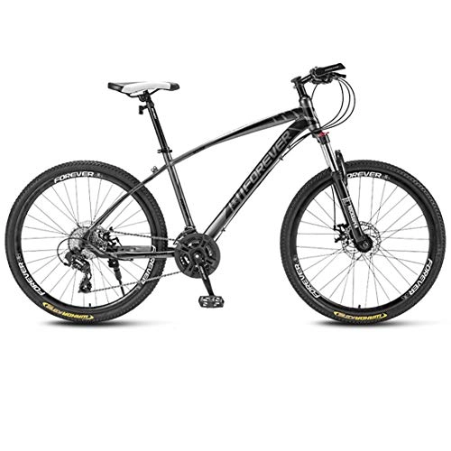 Mountain Bike : WYZQ 27.5 Inch Mountain Bikes, High-Carbon Steel Frame, Shock-Absorbing Front Fork, Double Disc Brake, Off-Road Road Bicycles, Rider Height 5.6-6.4Ft, B, 27 speed