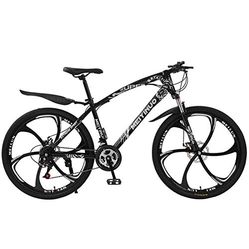 Mountain Bike : XNEQ 26-Inch Men 'S And Women 'S Downhill Mountain Bikes, 21 / 24 / 27-Speed Disc Brakes, One-Wheel Student Bicycle, Black, 24
