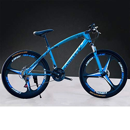 Mountain Bike : XNEQ 26-Inch One-Wheel Mountain Bike, 7 / 21 / 24 / 27 Speed, Dual Disc Brake Shock Absorption, Men, Women, Students, Blue, 24