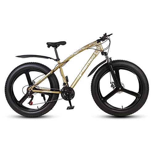 Mountain Bike : XNEQ Men's 26-Inch 4.0 Wide Tire Snowmobile / ATV, One-Wheel Mountain Bike, Dual Disc Brakes for Shock Absorption, Strong Wind Breaking Ability, Gold, 24