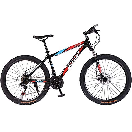 Mountain Bike : XNEQ Mens Mountain Bike with Carbon Steel Frame, 21-Speed-24 / 26 Inch, Spoke Wheels, Double Disc Brake Student Gift Bicycle, 1, 26 Inch