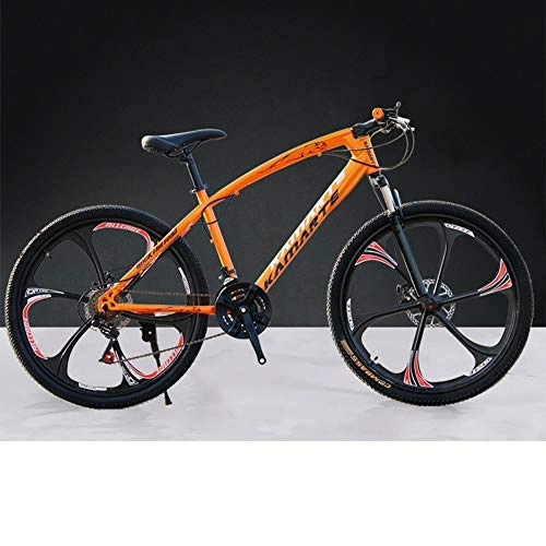 Mountain Bike : XNEQ Mountain Bike for Men And Women, 26-Inch 7 / 21 / 24 / 27 Speed, One Wheel, Double Disc Brake Shock Absorption, Student Bicycle, Orange, 21