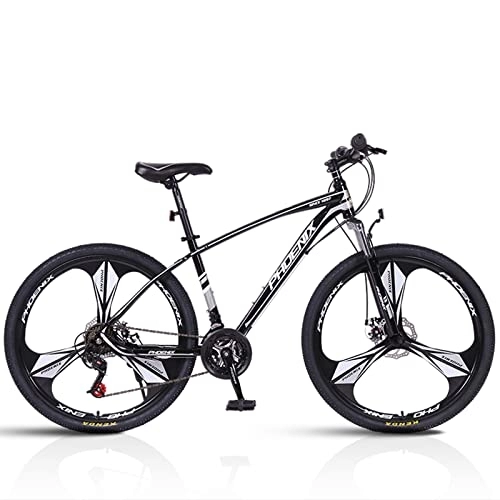 Mountain Bike : zcyg 26 Inch 27 Speed Mountain Bike High Carbon Steel, Full Suspension MTB Bicycle For Adult, Double Disc Brake Outroad Mountain Bicycle For Men Women(Color:Black+Silver)