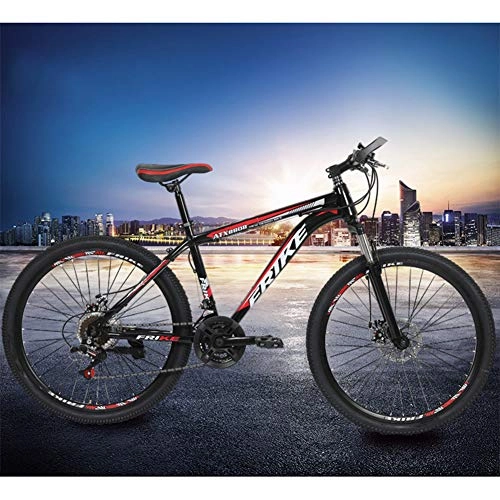 Mountain Bike : ZTIANR 26 Inches Wheel Front Suspension Mens Mountain Bike High Carbon Steel Frame 21 / 24 / 27 Speed Mechanical Disc Brakes, Black, 21 inches