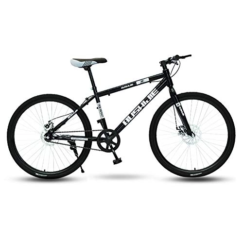 Mountain Bike : ZTIANR Bicycle, 26" Wheel Front Suspension Mens Mountain Bike 19" Frame Single Speed Mechanical Disc Brakes, Black, 24