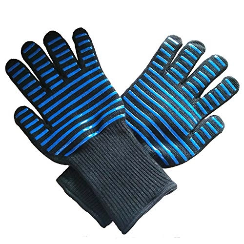 Mountain Bike Gloves : Badry 2Pcs Fsup Glove 500°C Heat Resistant Glove Bbq 500°C Glove Oven Kitchen Gloveblue Glove L