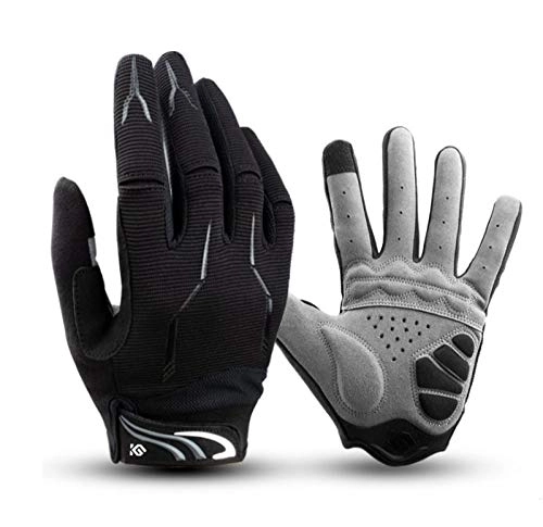 Mountain Bike Gloves : Cycling Gloves Full Finger, Creative Touchscreen Cycling Gloves Full Finger Mountain Bike Gloves Gel Padded Anti-Slip Shock-Absorbing Mtb Gloves For Men Women, Black, M