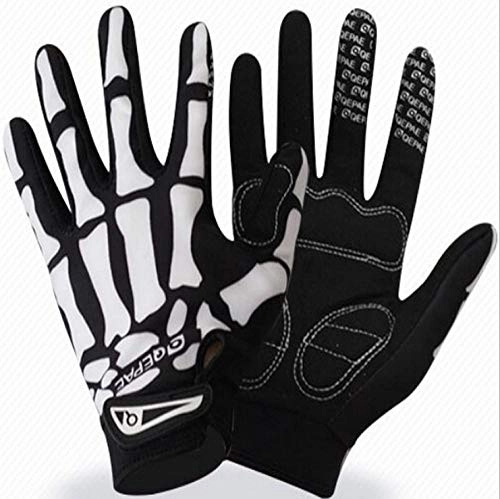 Mountain Bike Gloves : Cycling Gloves Full Finger, Skull Cycling Gloves Full Finger Mountain Bike Gloves With Anti-Slip Shock-Absorbing Pad Breathable, Mtb Gloves For Men Women, L