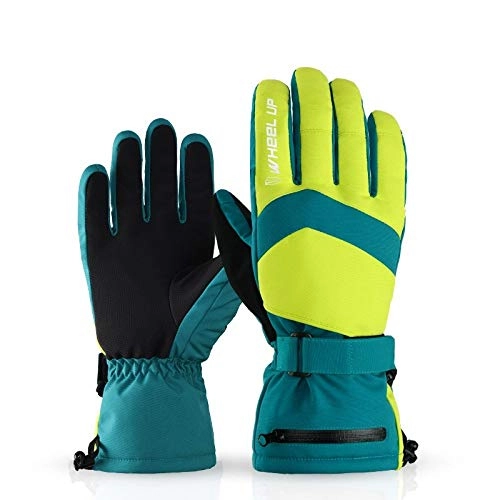 Mountain Bike Gloves : Cycling Gloves Full Finger, Winter Waterproof Windproof Full Finger Gloves For Men Women, Anti-Slip Thermal Gloves For Driving Running Cycling, Green, Xl