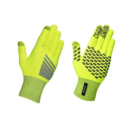 Mountain Bike Gloves : GripGrab Unisex's Primavera Midseason Touchscreen Knitted Cycling Gloves Full-Finger Anti-Slip Highly Visible Liners Winter, Yellow Hi-Vis, X Small