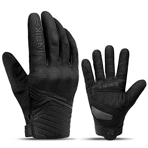 Mountain Bike Gloves : INBIKE Motorbike Gloves Motorcycle Mens Cycling Mountain Bike Summer Motor Bike Cycling Mountain MTB Full Finger Hard Knuckle Black M