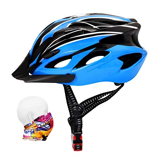 Mountain Bike Helmet : Bike Helmet 56-64CM with Visor, Sport Headwear, 18 Vents, Cycling Bicycle Helmets Adjustable Lightweight Large Adults Mens Womens Ladies for BMX Skateboard MTB Mountain Road Bike Safety(Blue&Black)