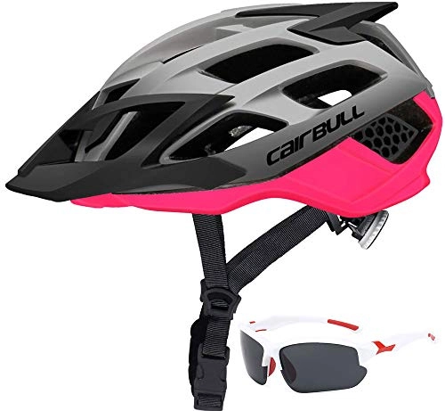 Mountain Bike Helmet : Bike Helmet Lightweight Bicycle Helmets Adjustable Cycle Helmet Adult with Detachable Visor And Goggles 20-22 Inch 21-24 Inch for Road Bike Mountain Bicycle Riding Safety Mens Women BMX Riding , Pink, M