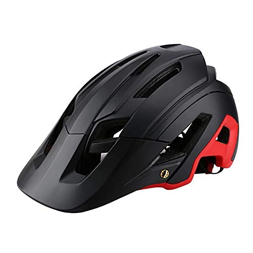 Mountain Bike Helmet : Bradoner Flip-Up Helmets Big Hat Bicycle Helmet Mountain Bike One-piece Riding Helmet Men And Women Breathable Helmetn (Color : Black red)