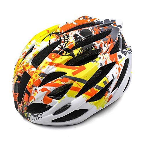 Mountain Bike Helmet : Kaper Go Helmet Camouflage Pattern Bicycle Helmet Mountain Bike Helmet Riding Equipment Breathable Adjustable Size One-piece Helmet (Color : Yellow)