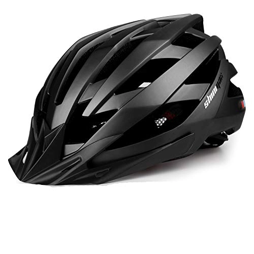 Mountain Bike Helmet : KINGLEAD Bicycle Helmet with Rechargeable LED Light, Unisex Protected Bicycle Helmet for Cycling Racing Skateboarding Outdoor Safety Super Light Adjustable with CE Certificate (Black)