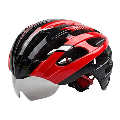 Mountain Bike Helmet : Mountain Bicycle Helmets with Detachable Goggles 27 Hole Road Cycling Helmets Adjustable Adult Helmets for Men Women Unisex Allround Cycling Helmets (Color : A, Size : 56~62cm)