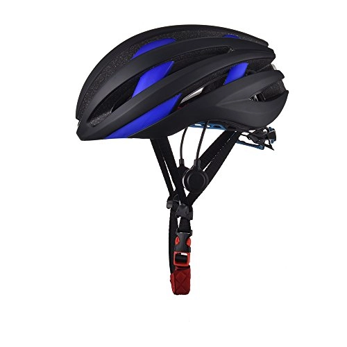 Mountain Bike Helmet : NBZH Bicycle Helmet Built-In Microphone Bluetooth Speaker LED Taillight Highway Mountain Bike Helmet Adult Men Women(54-62Cm), Blueblack