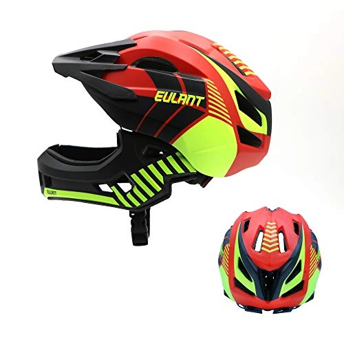 Mountain Bike Helmet : ONT Children's Bicycle Helmet Lightweight Full Face Helmet with Detachable Chin Guard Detachable Visor Kids Downhill Helmet for Balance Bike Scooter Roller Skates Red / S