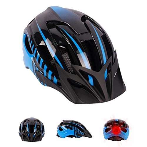 Mountain Bike Helmet : Prevessel LED Bike Helmet, Mountain Road Cycle Helmet Unisex Super Light Bicycle Helmet with LED Safety Light and Detachable Visor for Adult Men Women(Helmet adjustable size)