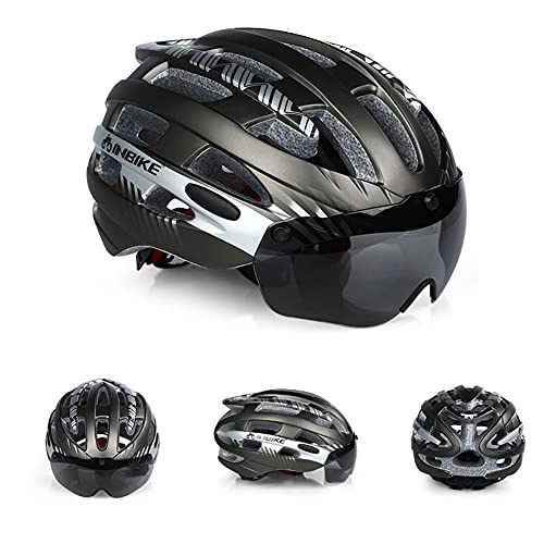 Mountain Bike Helmet : SAHWIN® Bike Helmet with Visor, Sport Headwear, Cycling Bicycle Helmets Adjustable Lightweight Large Adults Mens Womens for BMX Skateboard MTB Mountain Road Bike Safety, Gray
