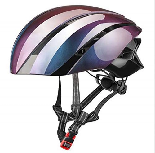 Mountain Bike Helmet : SHR-GCHAO Bicycle Helmet, PC + Shockproof Safety Reflective Adjustable Foam Bicycle Helmet, Unisex Mountain Road Bicycle Helmet, Size (57~62Cm), gradient purple