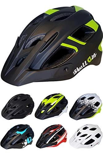 Mountain Bike Helmet : SkullCap Cycle Helmet - Bike Helmet - Men & Women, Design: Green-Black, Size: L (59-61 cm)
