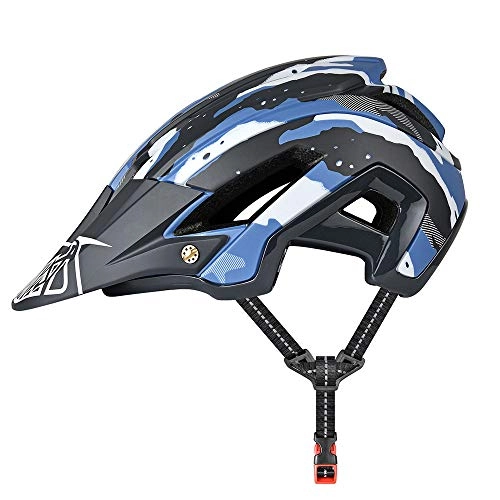 Mountain Bike Helmet : YieJoya Cycle Helmet, Lightweight Mountain Bike Helmet 300g 56-60cm with Detachable Sun Visor, Adjustable Fit, 15 Vetns MTB Helmet for Men and Women- Blue+Black
