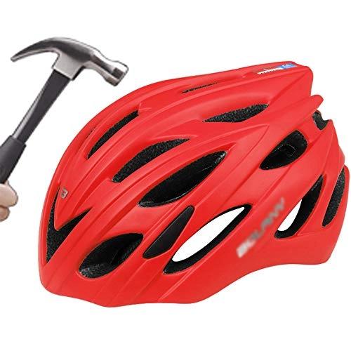 Mountain Bike Helmet : YWZQ Cycling Helmet, with LED Warning Light Ultralight MTB Bike Men Women Safety Racing Helmet, Red