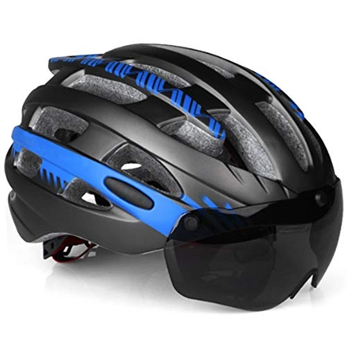 Mountain Bike Helmet : YWZQ Cycling Helmet, with Magnetic Goggles Ultralight MTB Bike Helmet Men Women Mountain Road Specialiced Bicycle Helmets, Blue