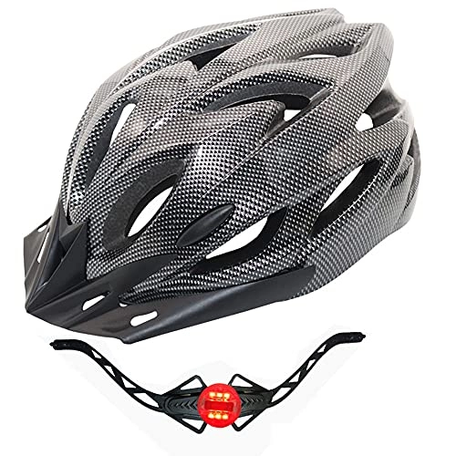 Mountain Bike Helmet : YZQ Cycling Helmet, Integrated Molding Bicycle Helmet, Adult Riding Bike Helmet with Taillight Suitable for Outdoor Sport, Unisex, B