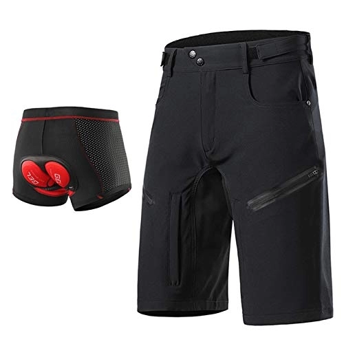 Mountain Bike Short : Beylore MTB Downhill Shorts Men's Short Cycling Shorts, 3D Gel Cycling Underpants Men Padded with Seat Padding Baggy Quick-Drying Breathable Mountain Bike Cycling Shorts, Black, XXL